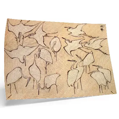 Photo canvas featuring Katsushika Hokusai's Herons from Quick Lessons in Simplified Drawing (1823)