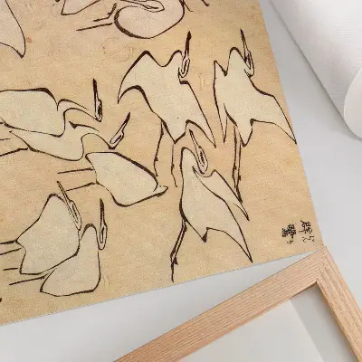 Photo canvas featuring Katsushika Hokusai's Herons from Quick Lessons in Simplified Drawing (1823)