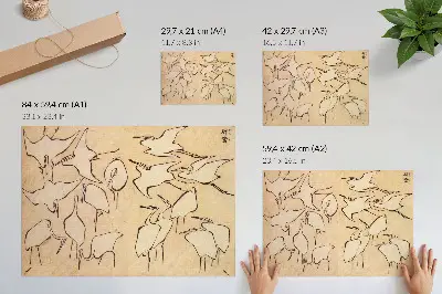 Photo canvas featuring Katsushika Hokusai's Herons from Quick Lessons in Simplified Drawing (1823)