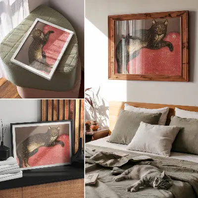 Photo canvas featuring L'Hiver Chat sur un Coussin (1909) chromolithographic print by Théophile Alexandre Steinlen