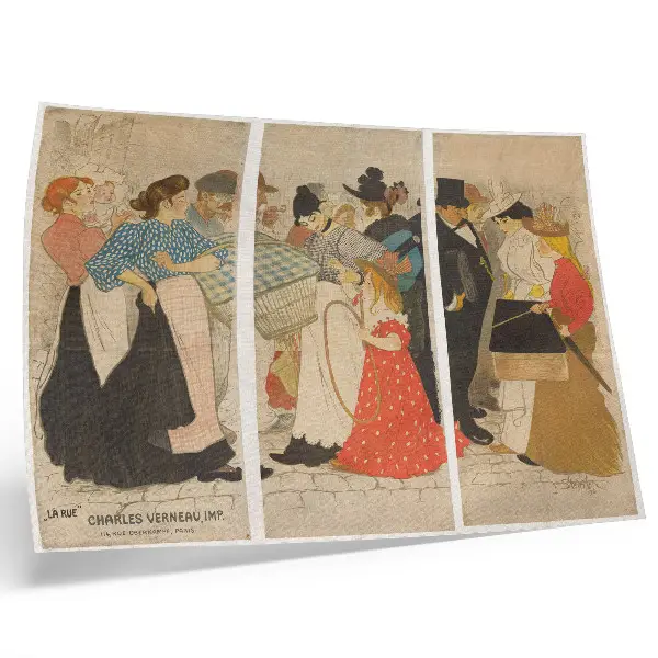 Mensen op straat (1896) by Théophile Alexandre Steinlen and Charles Verneau decorative canvas print