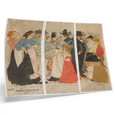 Decorative canvas print Mensen op straat (1896) by Théophile Alexandre Steinlen and Charles Verneau