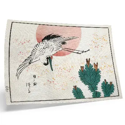Japanese crane woodcut canvas print 1826–1869 edition