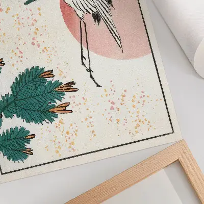 Japanese crane woodcut canvas print 1826–1869 edition