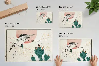 Japanese crane woodcut canvas print 1826–1869 edition