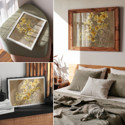 Decorative canvas print Yellow Flower with Border (1915) by Hannah Borger Overbeck