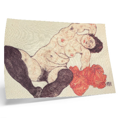 Female Nude with a Yellow Towel (1917) by Egon Schiele decorative canvas print