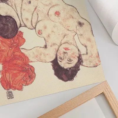 Female Nude with a Yellow Towel (1917) by Egon Schiele decorative canvas print