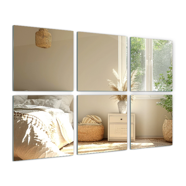 Square mirror tiles self-adhesive