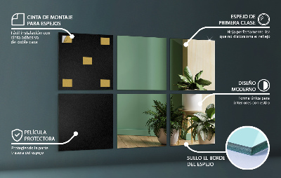 Square mirror tiles self-adhesive