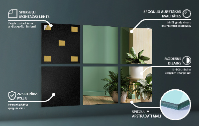Square mirror tiles self-adhesive