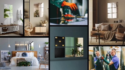 Square mirror tiles self-adhesive