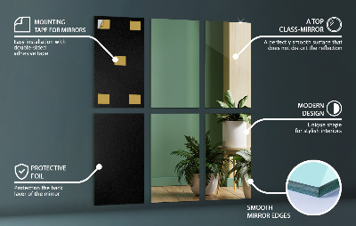 Rectangular mirror tiles self-adhesive