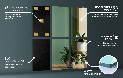 Rectangular mirror tiles self-adhesive
