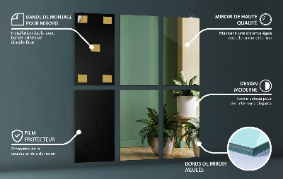 Rectangular mirror tiles self-adhesive
