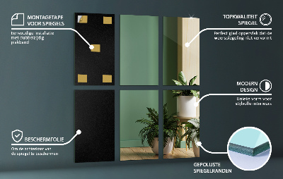 Rectangular mirror tiles self-adhesive
