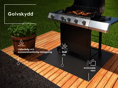 BBQ floor protector semi-oval mat measuring 31x27 in (80x70 cm)