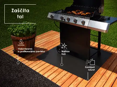 BBQ floor protector semi-oval mat measuring 31x27 in (80x70 cm)