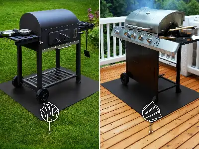 BBQ floor protector semi-oval mat measuring 31x27 in (80x70 cm)