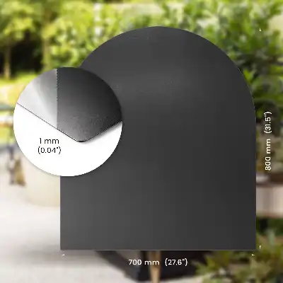 BBQ floor protector semi-oval mat measuring 31x27 in (80x70 cm)