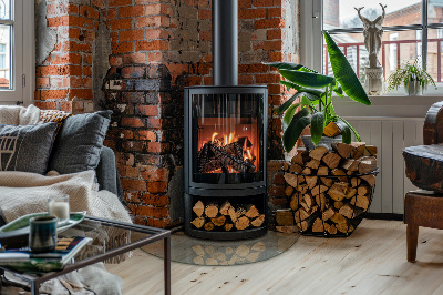 Glass hearth for wood stove transparent