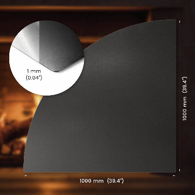 Hearth plate Quarter-circle black metal