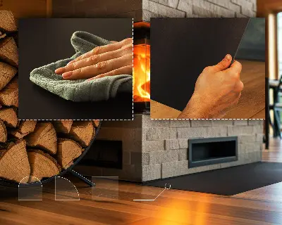 Fireplace base semi-oval black metal fireplace base