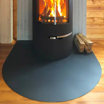 Fireplace base semi-oval black metal fireplace base