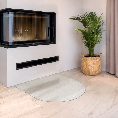 Glass hearth plate Semi-transparent semi-oval
