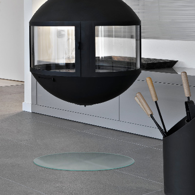 Glass hearth pad Semi-transparent round