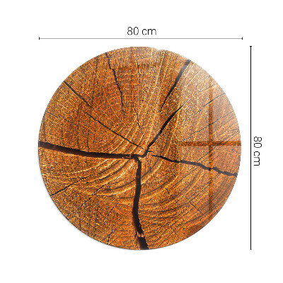 Glass hearth for stove round Wood grain in cross section
