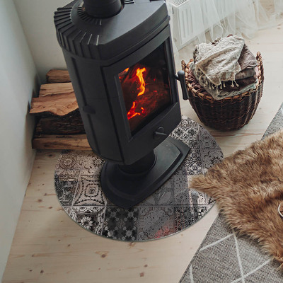 Glass hearth for stove round Decorative tile patterns