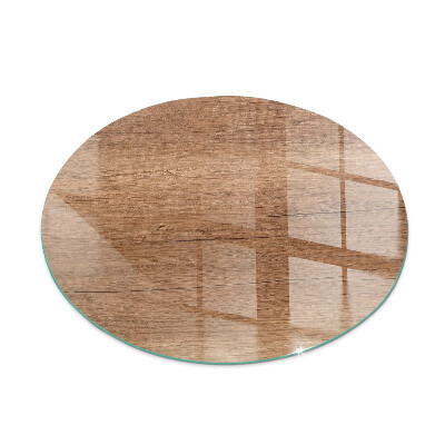Glass hearth for stove round Natural wood pattern
