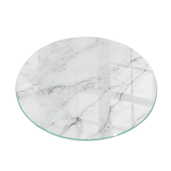 Glass fire hearth round Veined marble pattern