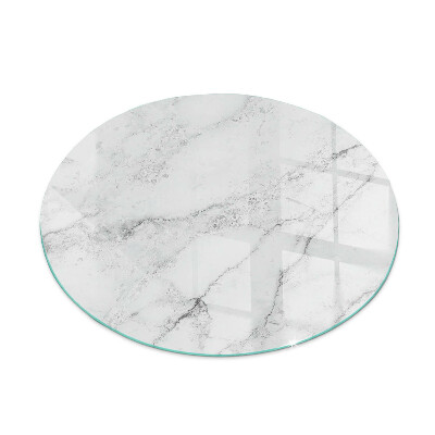Glass fire hearth round Veined marble pattern