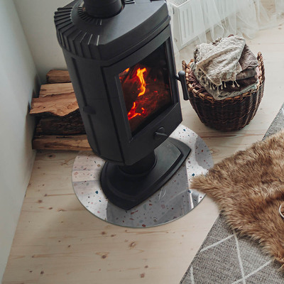 Glass hearth for stove round Pattern with small shapes