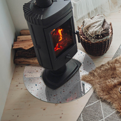 Glass hearth for stove round Pattern with small shapes