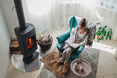 Glass hearth for stove round Pattern with small shapes