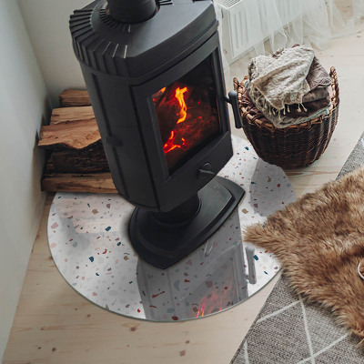 Glass hearth for stove round Pattern with small shapes