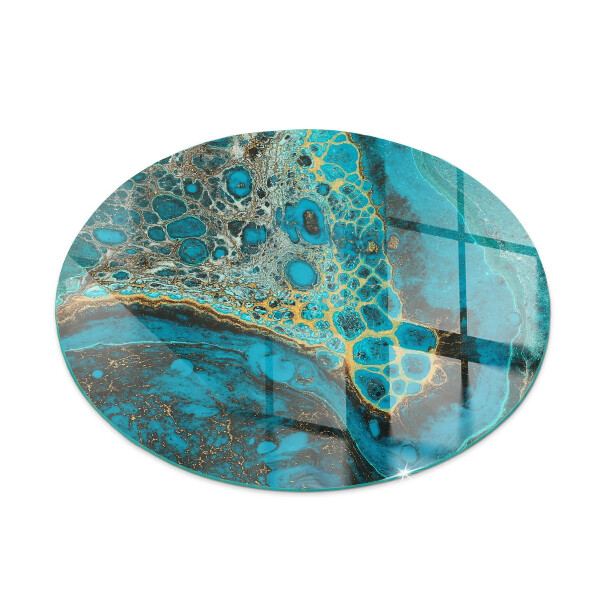 Glass fire hearth round Abstract organic pattern