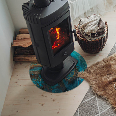 Glass fire hearth round Abstract organic pattern