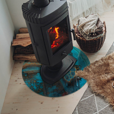 Glass fire hearth round Abstract organic pattern