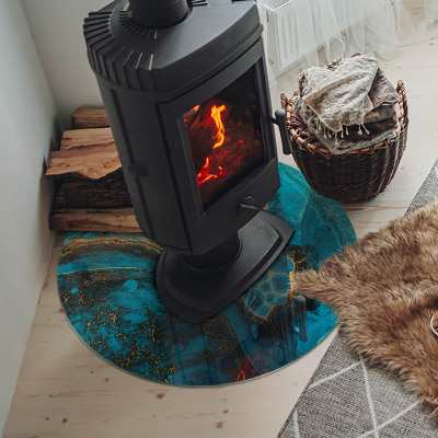 Glass fire hearth round Abstract organic pattern
