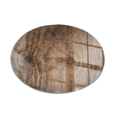Glass fire hearth round Natural wood pattern