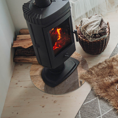 Glass hearth for stove round Natural stone texture