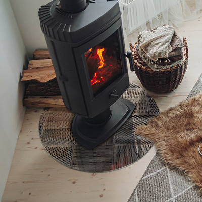 Glass fire hearth round Perforated sheet pattern