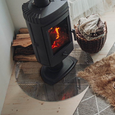 Glass fire hearth round Perforated sheet pattern
