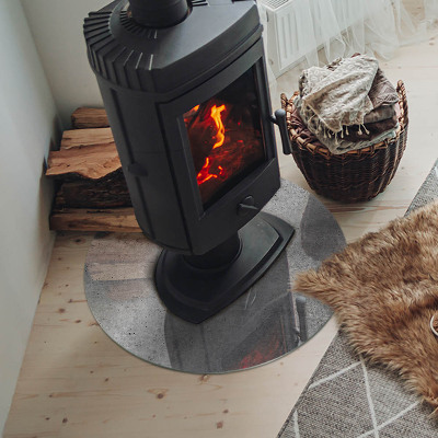 Glass fire hearth round Raw concrete texture