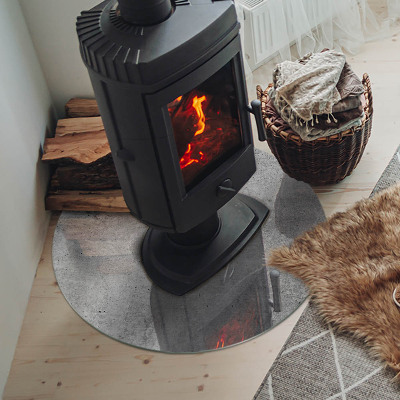 Glass fire hearth round Raw concrete texture