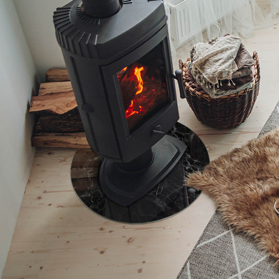 Glass fire hearth round Elegant marble pattern